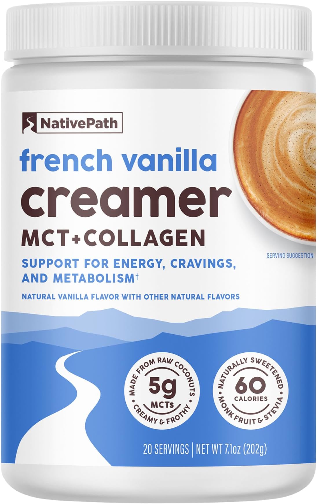 - French Vanilla Keto Coffee Creamer, 20 Servings - Collagen & MCT Oil Powder, Sugar Free, Non-Dairy - Grass-Fed, Monk Fruit Sweetened, Soy & Gluten Free (7.1 oz)