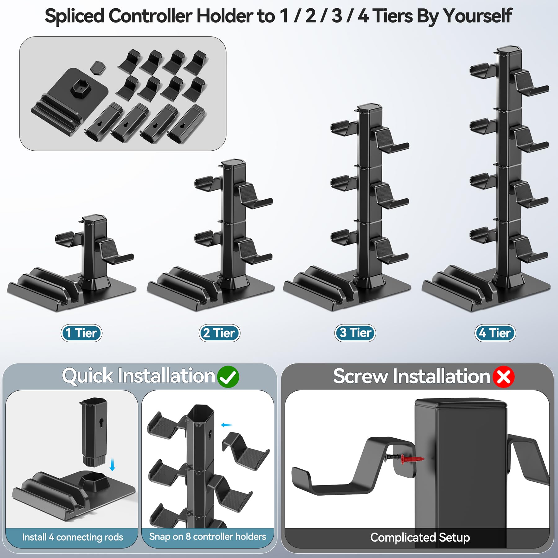 Supporto universale per controller a 4 livelli con supporto per cuffie e supporti da scrivania per controller da 8 confezioni  44