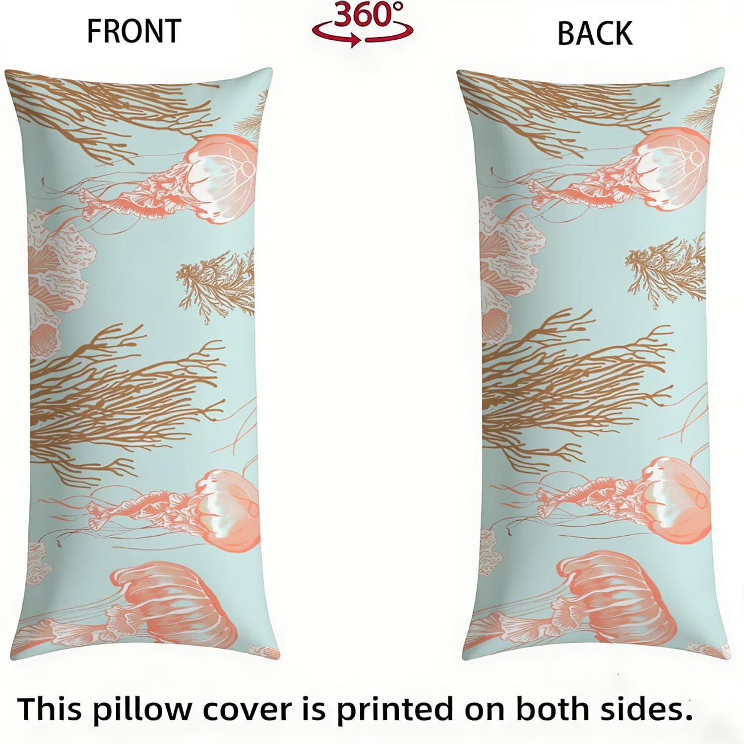 Funda de Almohada 180 cm Color del huevo de pato Protector Almohada 60x180cm Suave Terciopelo Funda Cojin, Medusa Pillowcase, con Cierre de Cremallera Lateral Cushion Covers para Dormir de Lado bz-574