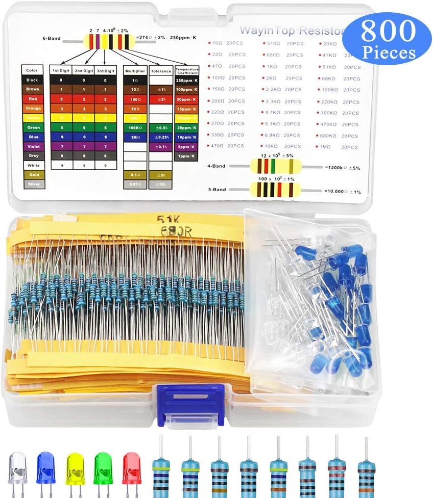Amazon.com: WayinTop 5mm LEDs & Resistor Assortment Kit for Arduino ...
