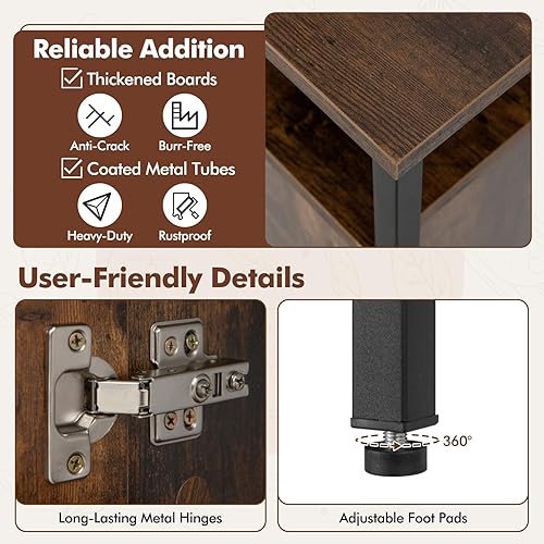 Miniatura 6 de IFANNY Gabinete de buffet, armario de almacenamiento industrial con puertas y estantes, buffets y aparadores de madera, barra de café de granja,