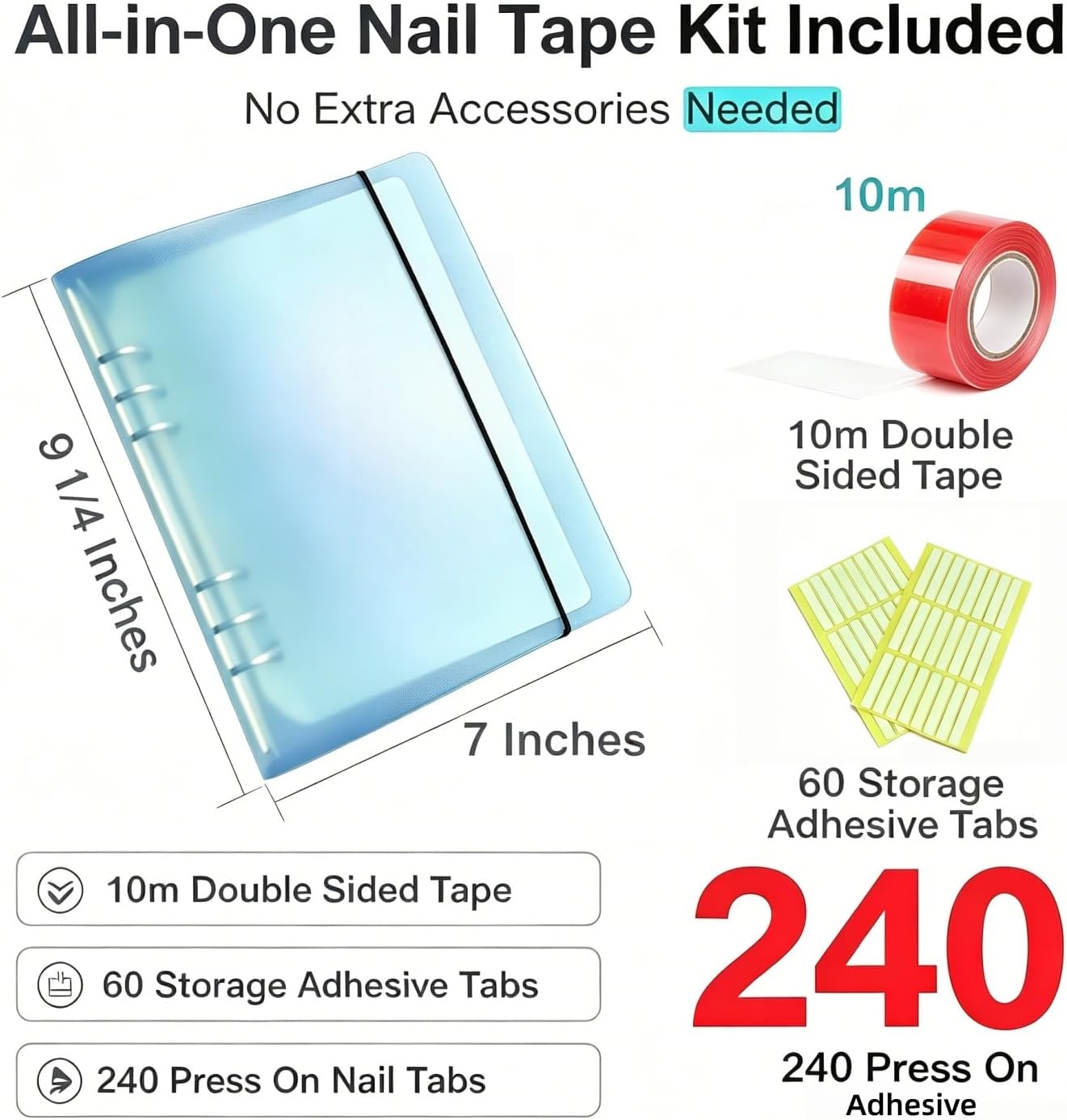 Nail Storage Organizer: A5 Nail Display Book Fake Nail Holder Press on Nail Case Art Nail Organizer Nail Storage Box, Nail Swatch Book Fake Nail Storage Package image 2