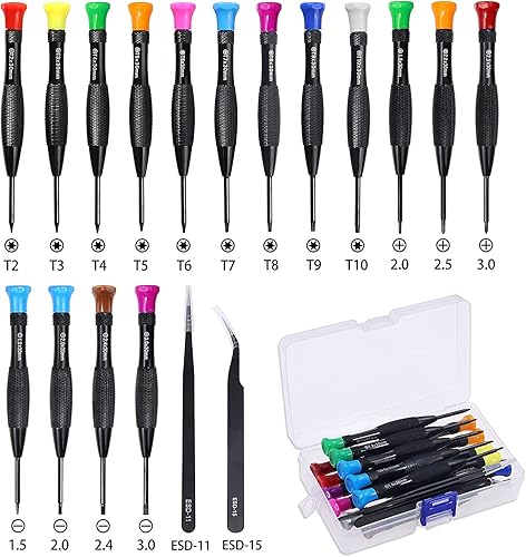 Miniatura 2 de Juego de destornilladores Torx de 18 piezas, juego de destornilladores magnéticos pequeños Torx Phillips de cabeza plana con T2 T3 T4 T5 T6 T7 T8 T9