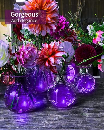 Miniatura 2 de SHYMERY Luz LED sumergible, color morado, impermeable, sin llama, velas de té, bajo el agua, funciona con pilas, luz de celebración de festivales de