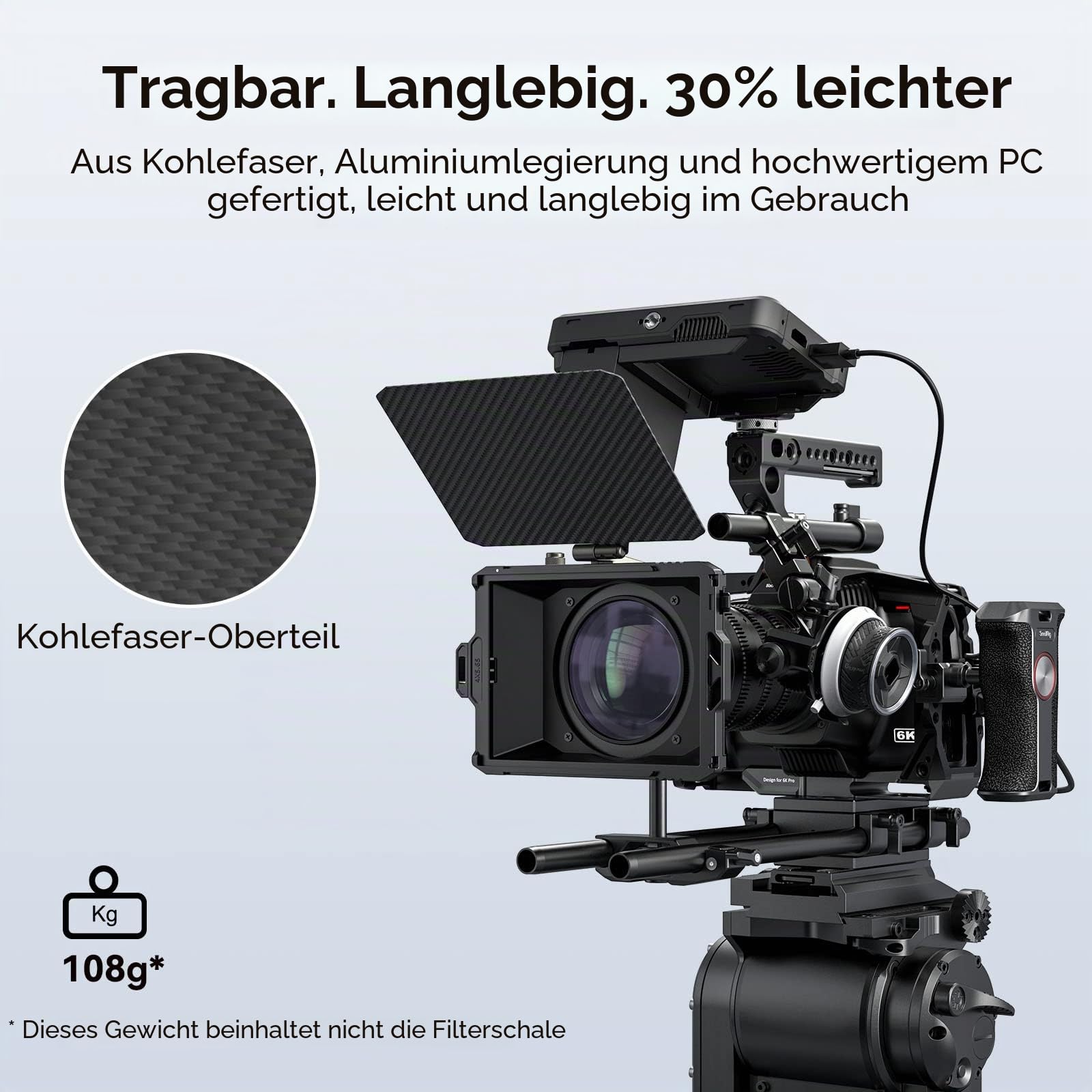 SMALLRIG Mini Matte Box Lite mit Top Flag für DSLRs und spiegellose Kameras, kompatibel mit 67mm/72mm/77mm/82mm/95mm Objektiven, kommt mit Filtereinsatz - 3575