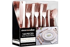 Sparkling Soiree with Rose Gold Plastic Silverware Set