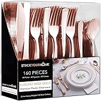 Vista 8 de Juego de cubiertos de plástico resistente (dorado) de 75 piezas, juego de cubiertos desechables, ideal para fiestas, bodas y catering, cubiertos