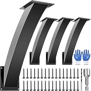 Heavy Duty Arc 45 Degree Angle Bracket, Wood Pergola Bracket Kit-4 Pcs for 6''x6'' Post, Pergola Accessories, for Gazebos, Decks, Porches, Log Cabins etc., Wood Post and Beam Angle Support Brackets