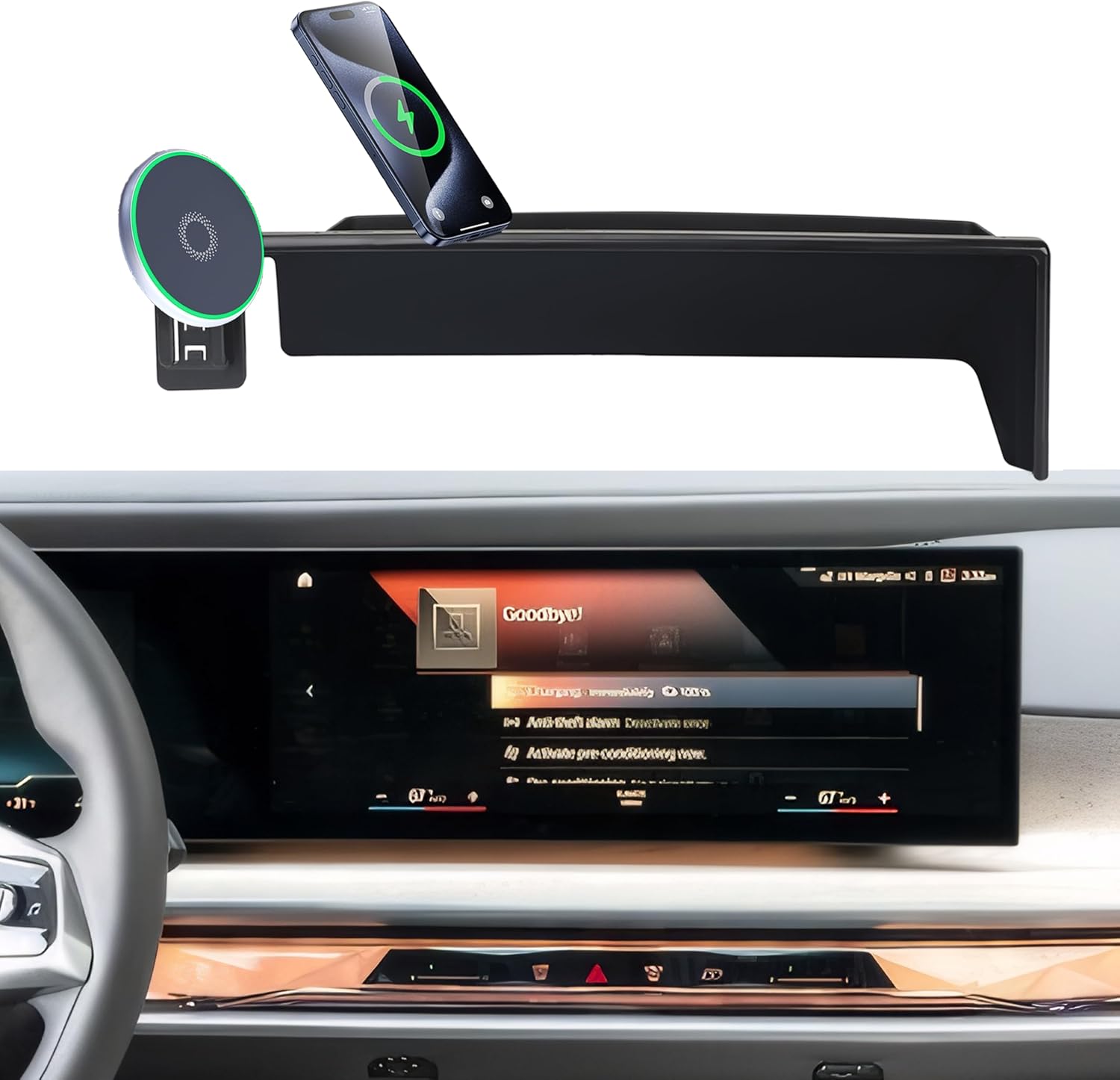 Car Phone Holder for 2023-2025 BMW 7 Series / 2023 2024 2025 BMW i7 Accessories Apply to 14.9 Inch Touch Screen 15W Fast Wireless Charger Screen Fixed Clip Cell Phone Mount Hands-Free