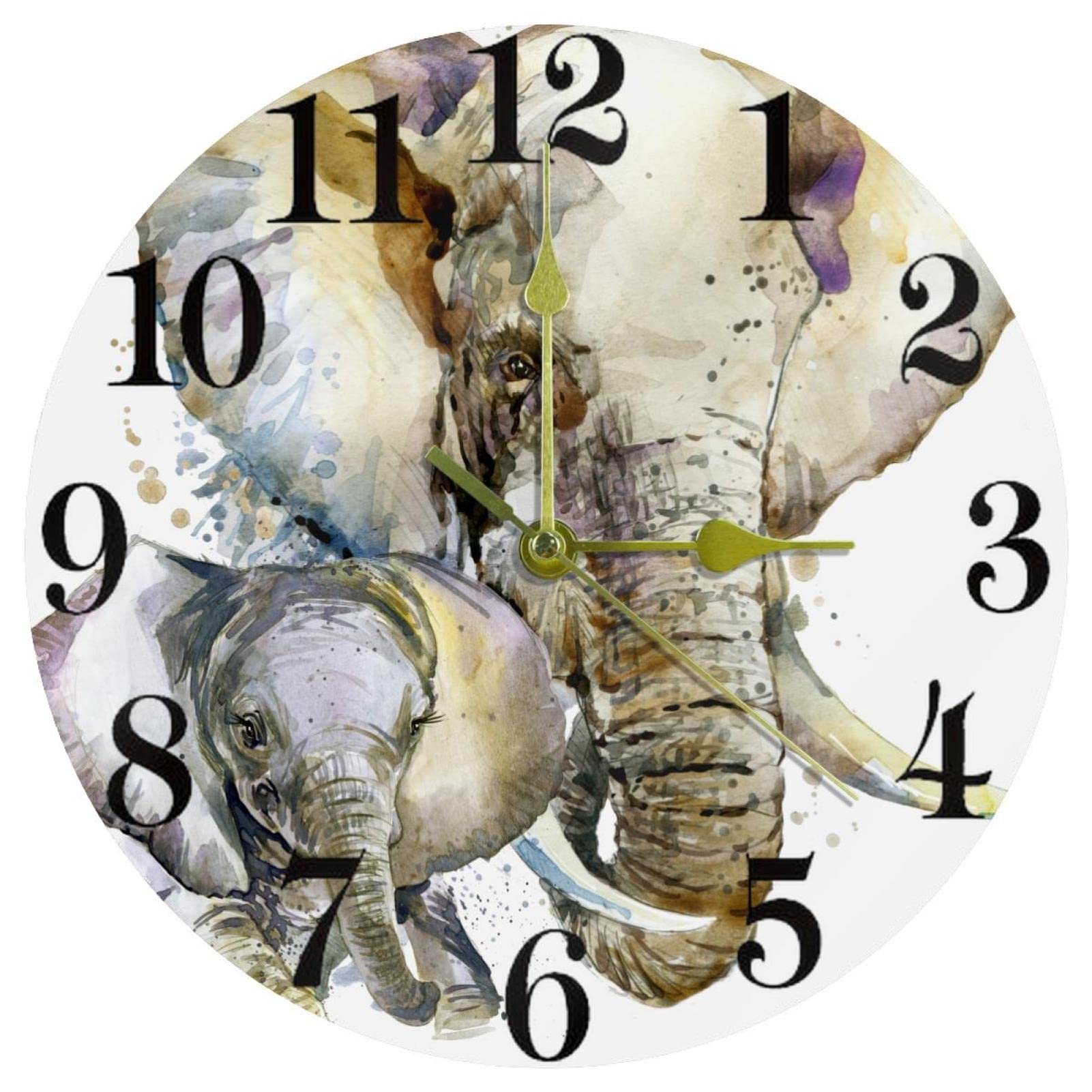 Horloge murale éléphant silencieuse 25,4 cm blanche pendule cuisine bureau
