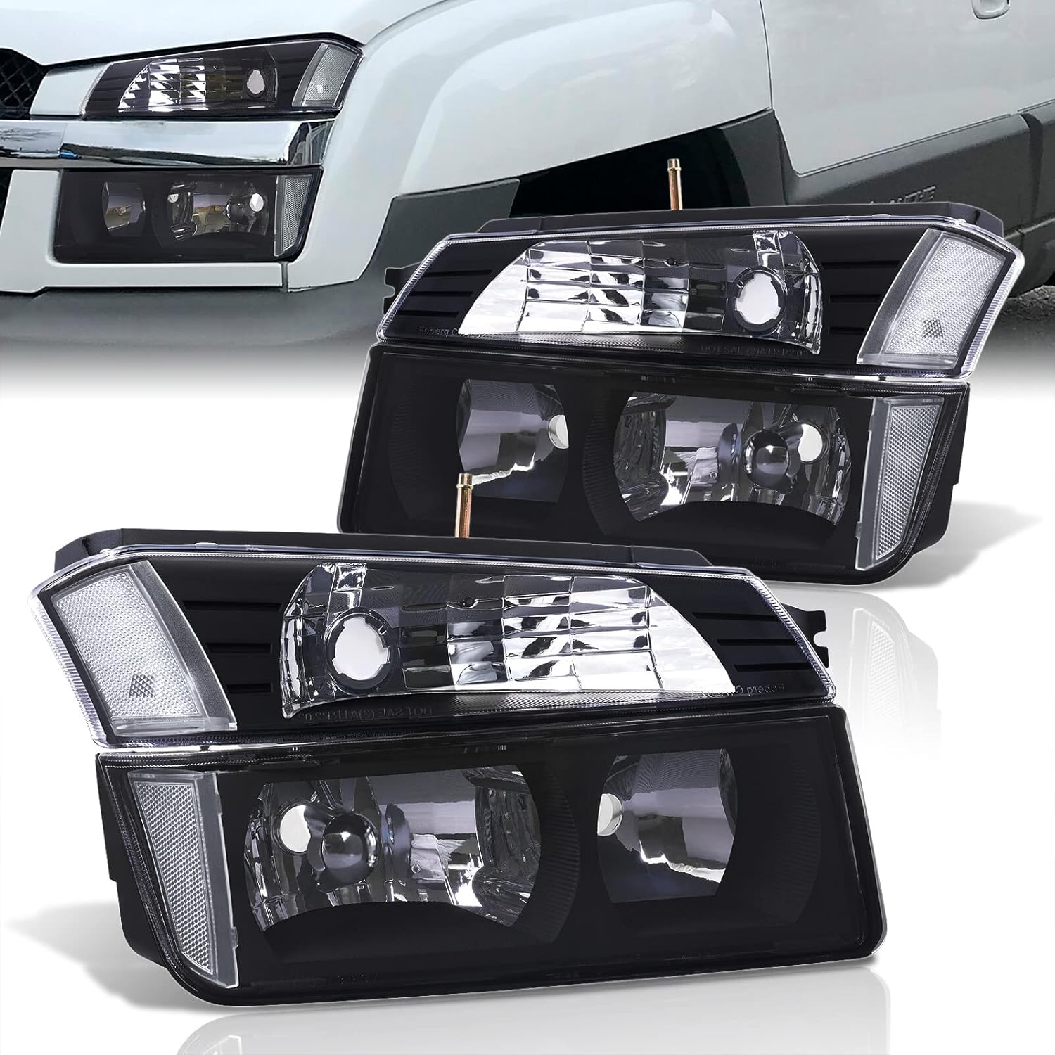 AJP Distributors Driving Headlights + Bumper Signal Lamps Driver Passenger Assembly Housing Pair Compatible/Replacement For Avalanche Body Cladding Models Only 2002 2003 2004 2005 2006 02 03 04 05 06