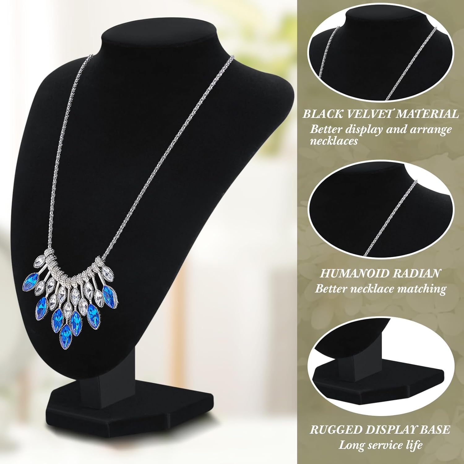 6 Pcs Jewelry Display Set Necklace Display Stand T Bar Bracelet Holder Jewelry Bust for Home Store Trade Show(Black)