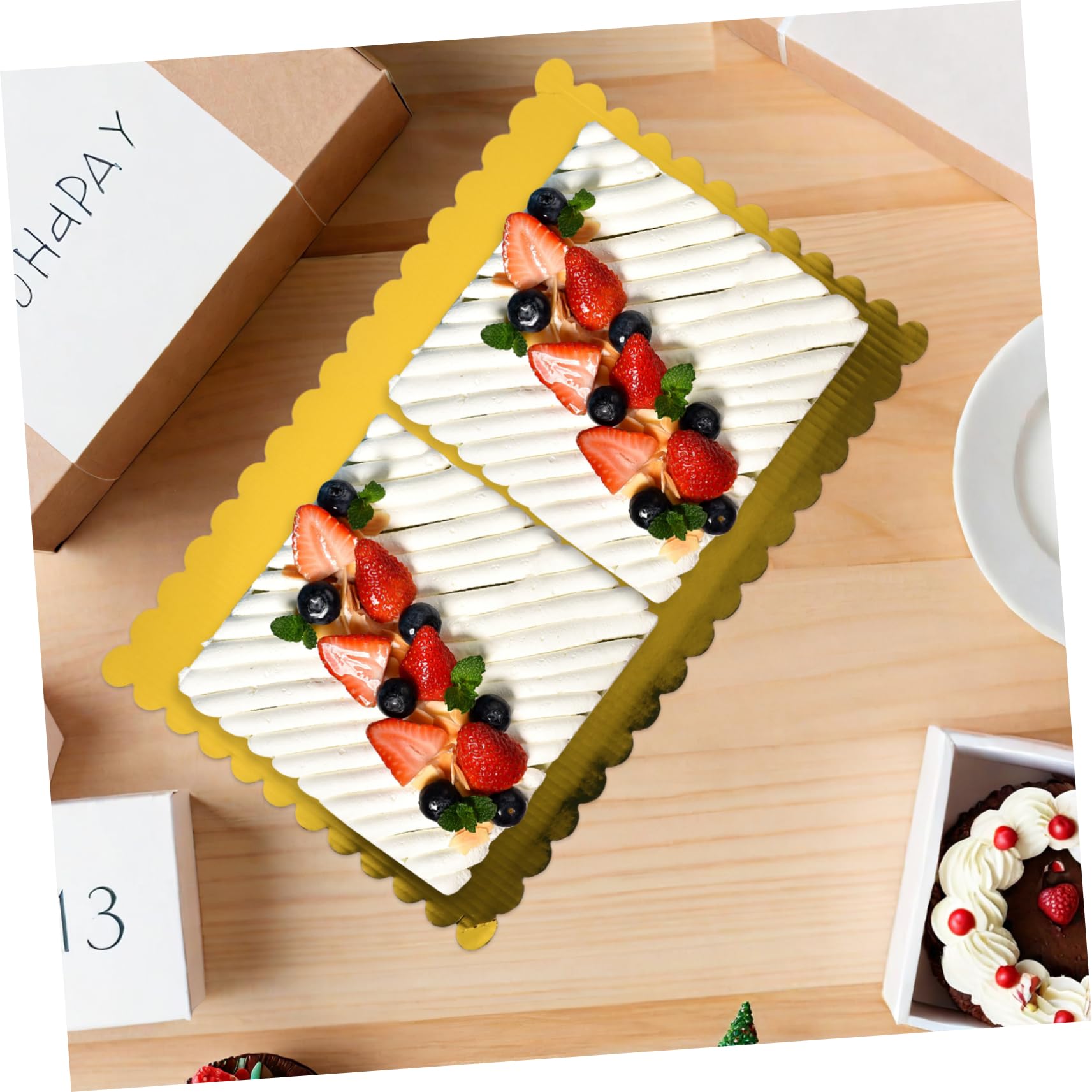 20pièces à Gâteaux Rectangulaires Carton Ondulé Base De Gâteau Ingraissable pour Gâteaux Feuille Support De Gâteau Jetable pour Pâtisseries De Mariage Et Anniversaire