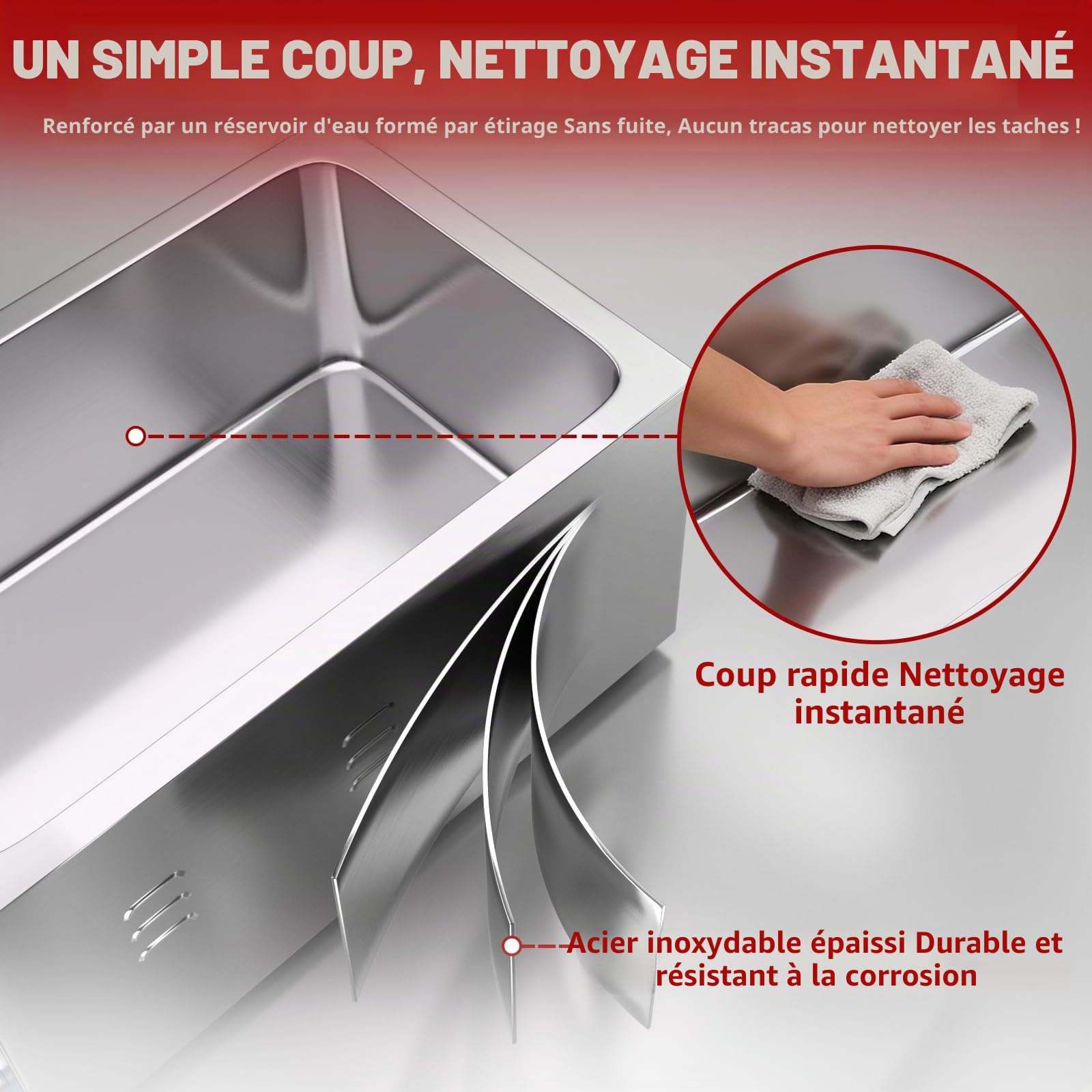 CROSSON Bain Marie Électrique Professionnel,1200W Bain Marie Électrique en Acier Inoxydable,3 x GN 1/3 Récipients avec Couvercle,Température Réglable 30°C - 85°C Chauffe-Buffet Chafing Dish