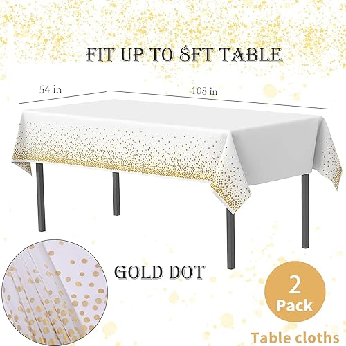 Miniatura 77 de Yancorp 2 Pack Plastic Tablecloth Disposable Navy Blue Gold Tablecloth for Rectangle Tables 54" x 108" Party Decorations Birthday Thanksgiving