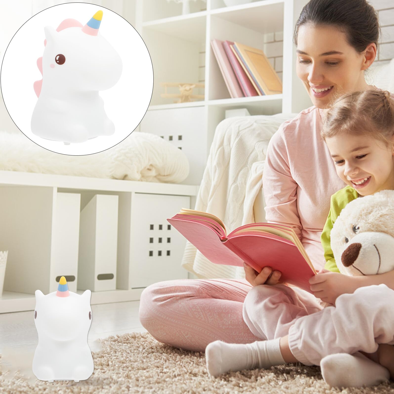 Abaodam Lámpara Nocturna de Unicornio de Silicona Táctil 1 Juego | Luz Suave, Decoración de Escritorio, 1200 Mah y 5 V, para Cumpleaños y Festivales