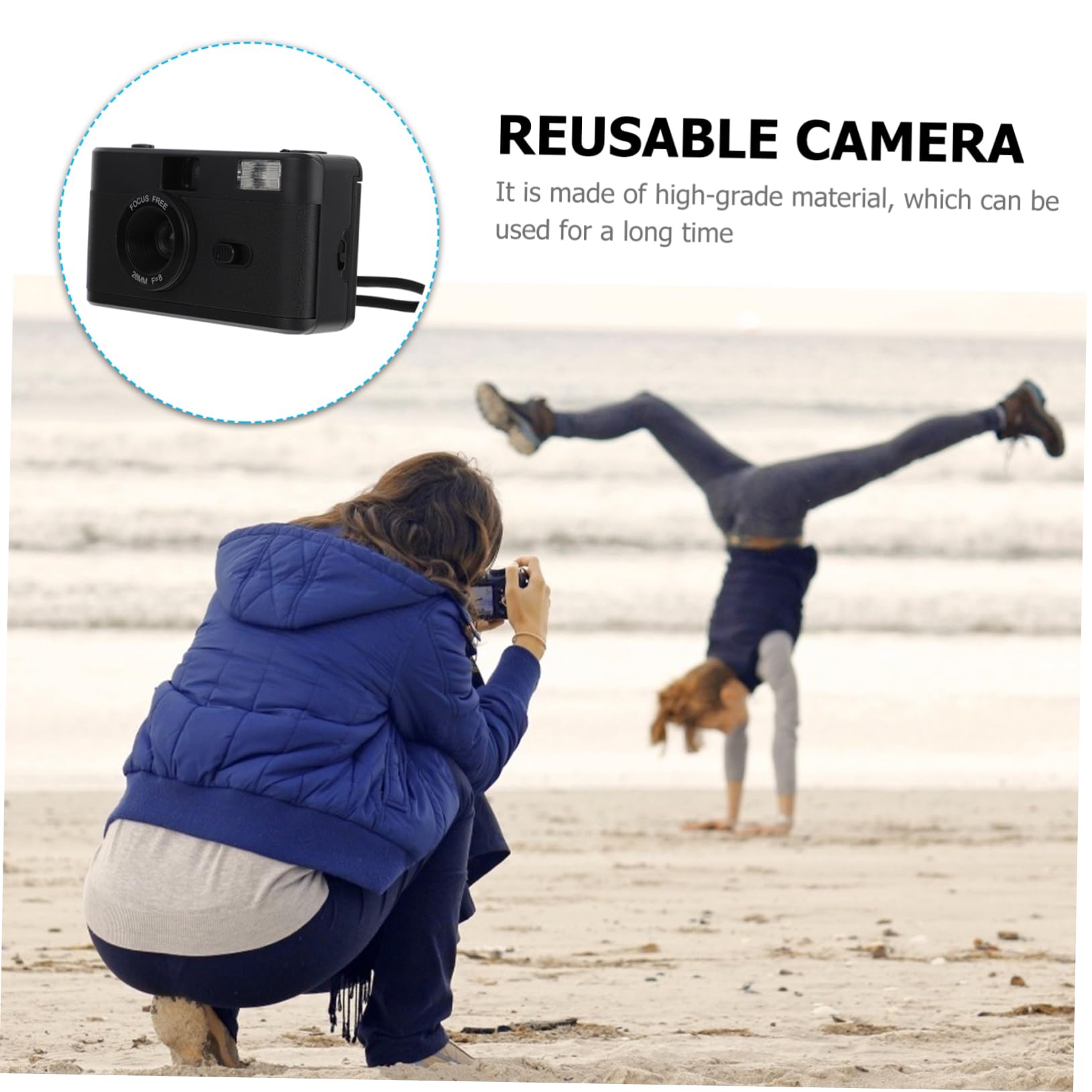 SHINEOFI Fotocamera Vintage con Flash Batteria Design e Compatibile con Pellicola Nero per Riprese in Bassa Luce