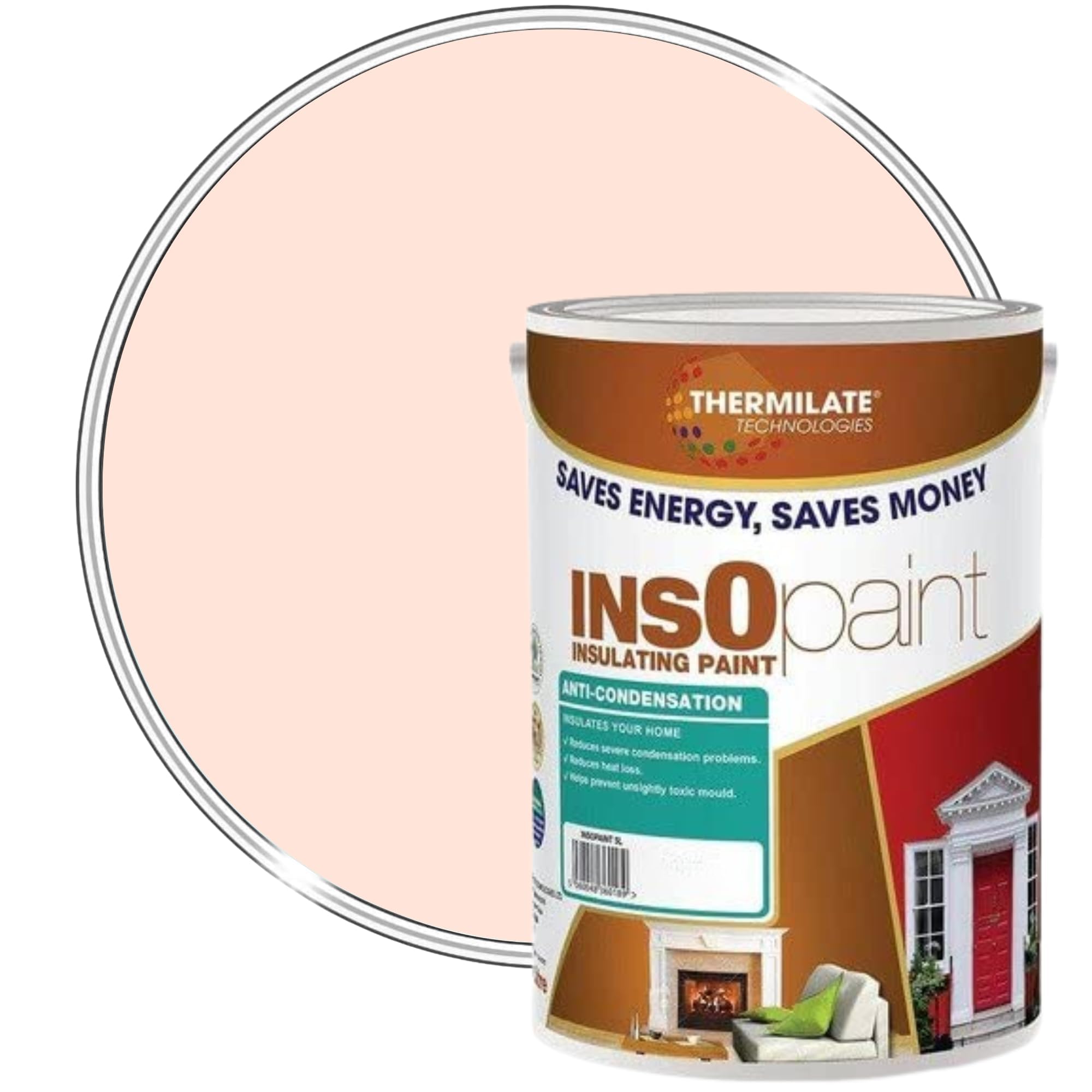 InsOpaint Insulating Anti Condensation Paint - Superior Protection Against Mould & Moisture | Energy Saving Thermal Paint for Walls & Ceilings | Damp Proof Paint - Baby Pink - 5L