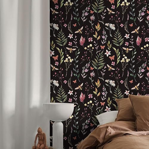 Miniatura 5 de Papel tapiz bohemio de acuarela para despegar y pegar, papel de contacto para plantas, flores, mariposas, abejas, extraíble, impermeable,