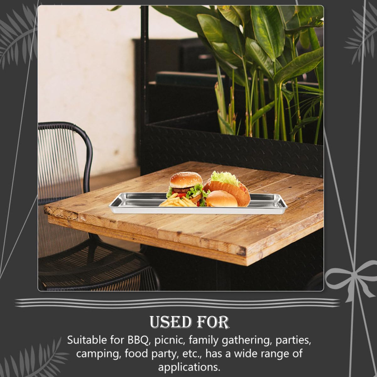 POPETPOP Plateau Métallique Rectangulaire INOX 31,5X24,5 CM pour Barbecue et Présentation Alimentaire