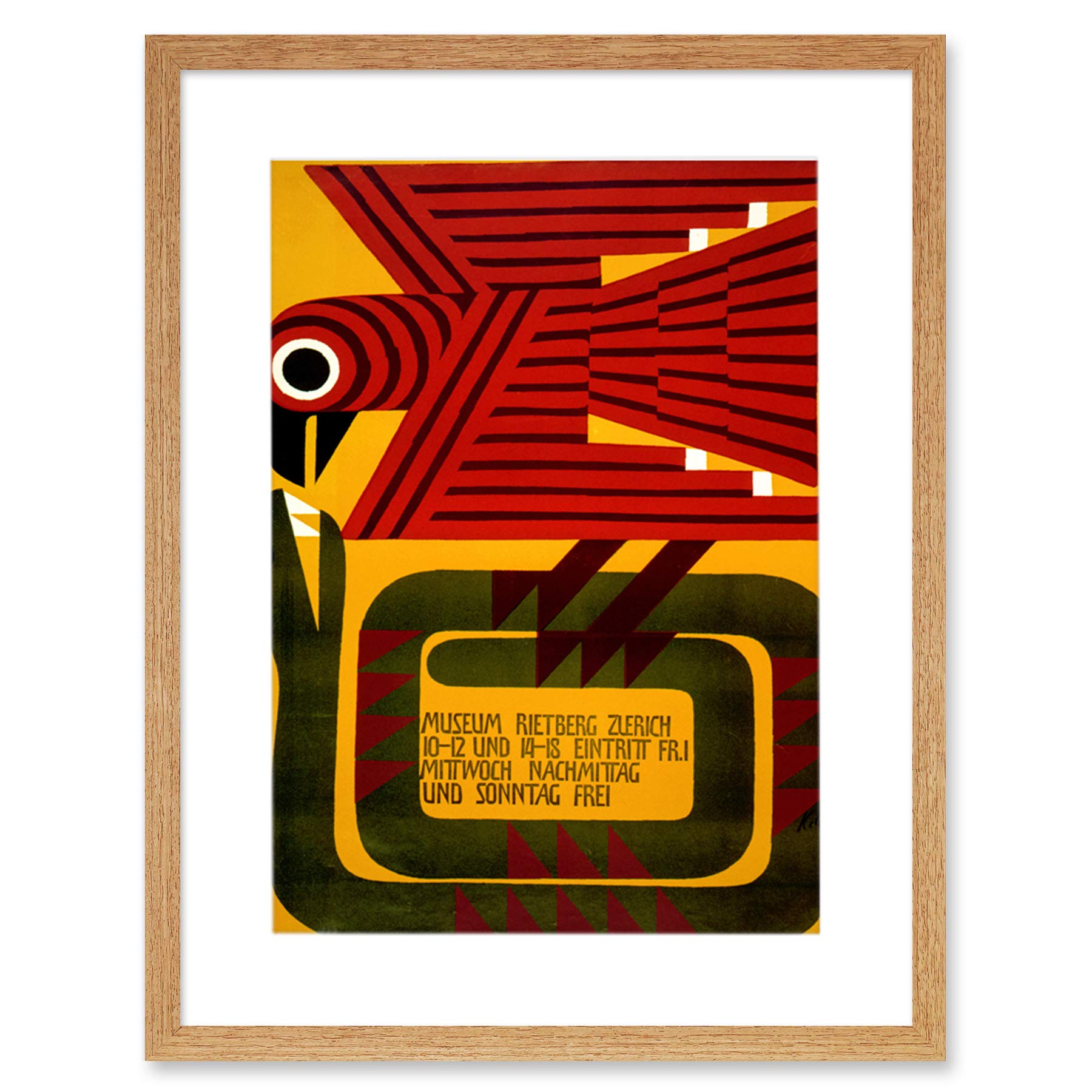 Wee Blue Coo Exhibition Rietberg Museum Zurich Bird Snake Artwork Framed Wall Art Print 12X16 Inch