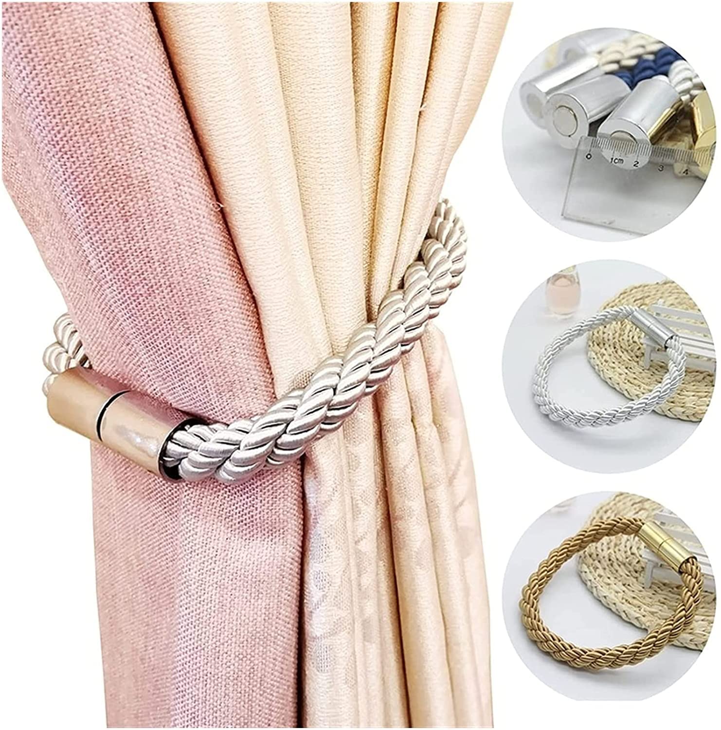 2PCS Sangle de Rideau Accessoires Décoratifs Sangle de Fenêtre Porte-Boucle Embrasse de Rideau Magnétique Creative Simple Décoration de la Maison (Couleur : B) (B)