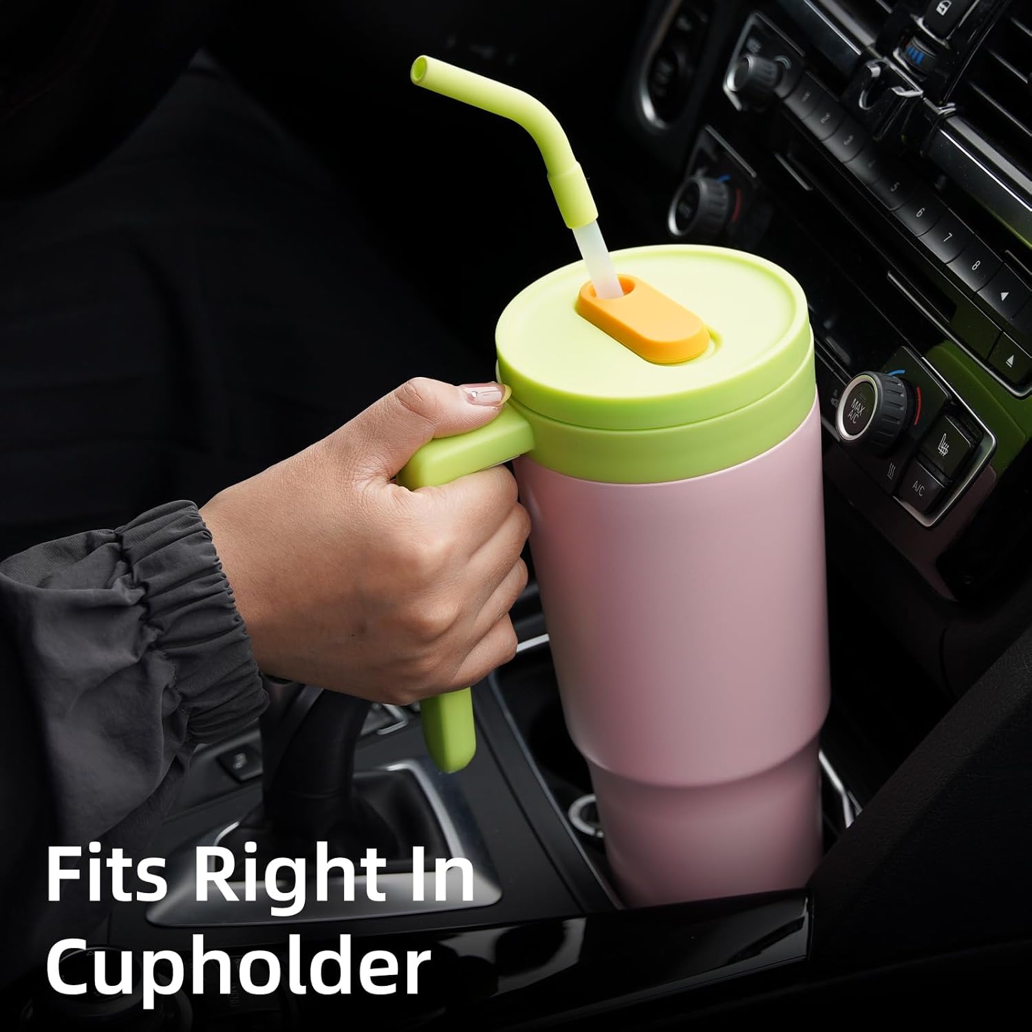 Insulated Tumbler with Handle and Straw,40 OZ Vacuum Stainless Steel Water Bottle Travel Mug Metal Cup with Fruit Diffuser,Purple - Image 6