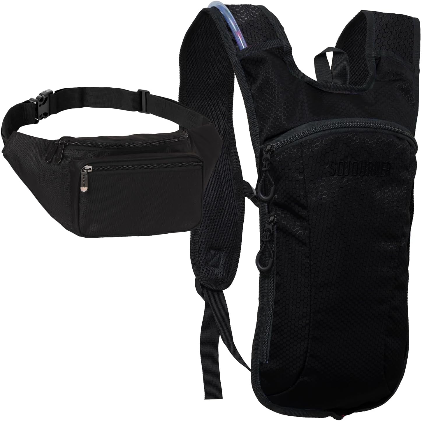 Solid Black Small Hydration Pack Bundle with Fanny Pack