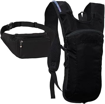 Solid Black Small Hydration Pack Bundle with Fanny Pack