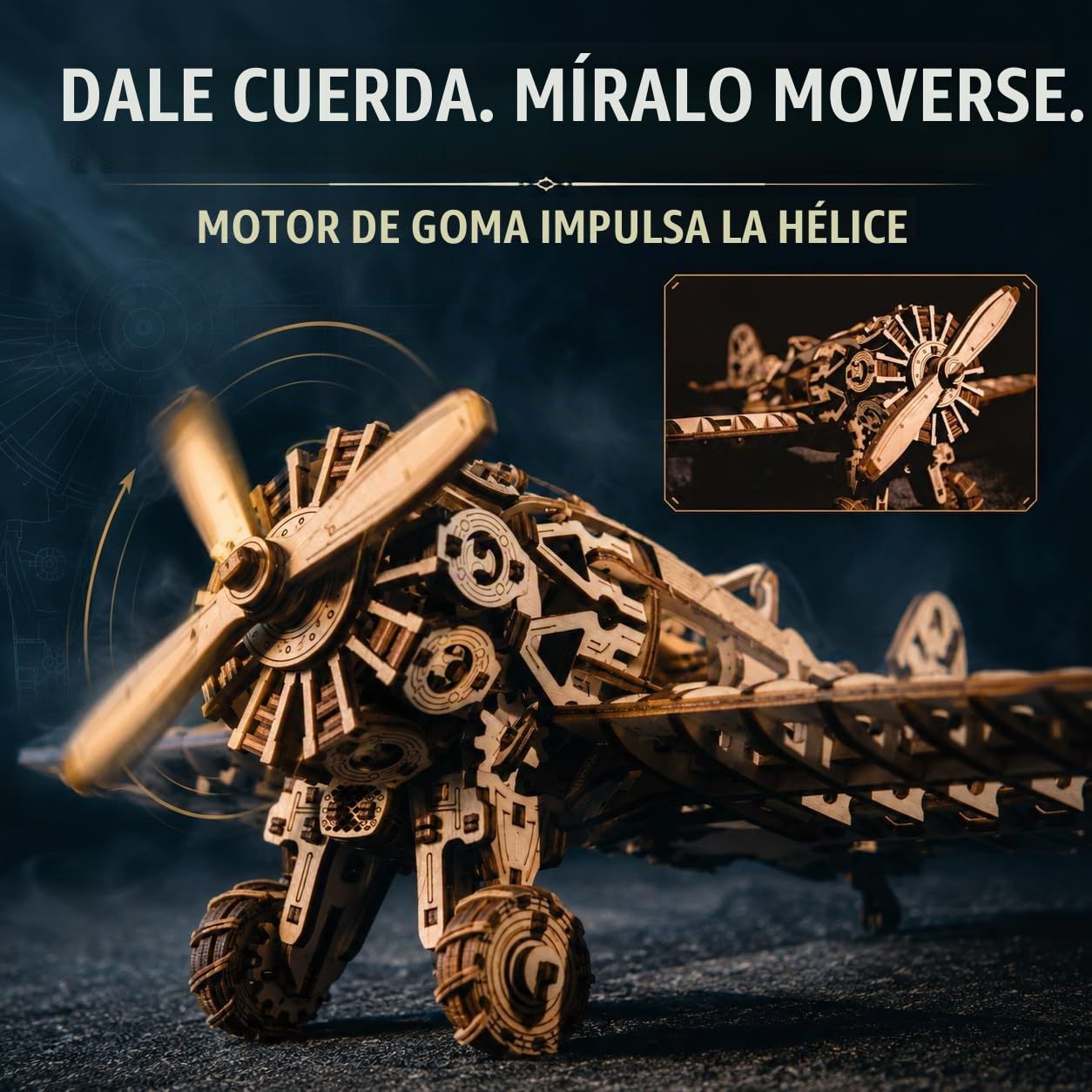EWA Eco-Wood-Art - Avion - Rompecabezas mecánico 3D de Madera - Rompecabezas para Adultos y Adolescentes - Montaje sin Pegamento - 346 Piezas