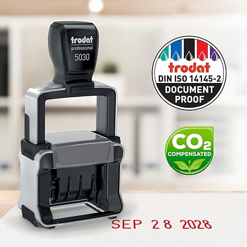 Miniatura 5 de Trodat 5030 Professional 4.0 - Sello de solo fecha, autoentintado, tamaño de impresión 1-58 pulgadas x 38 pulgadas (rojo)