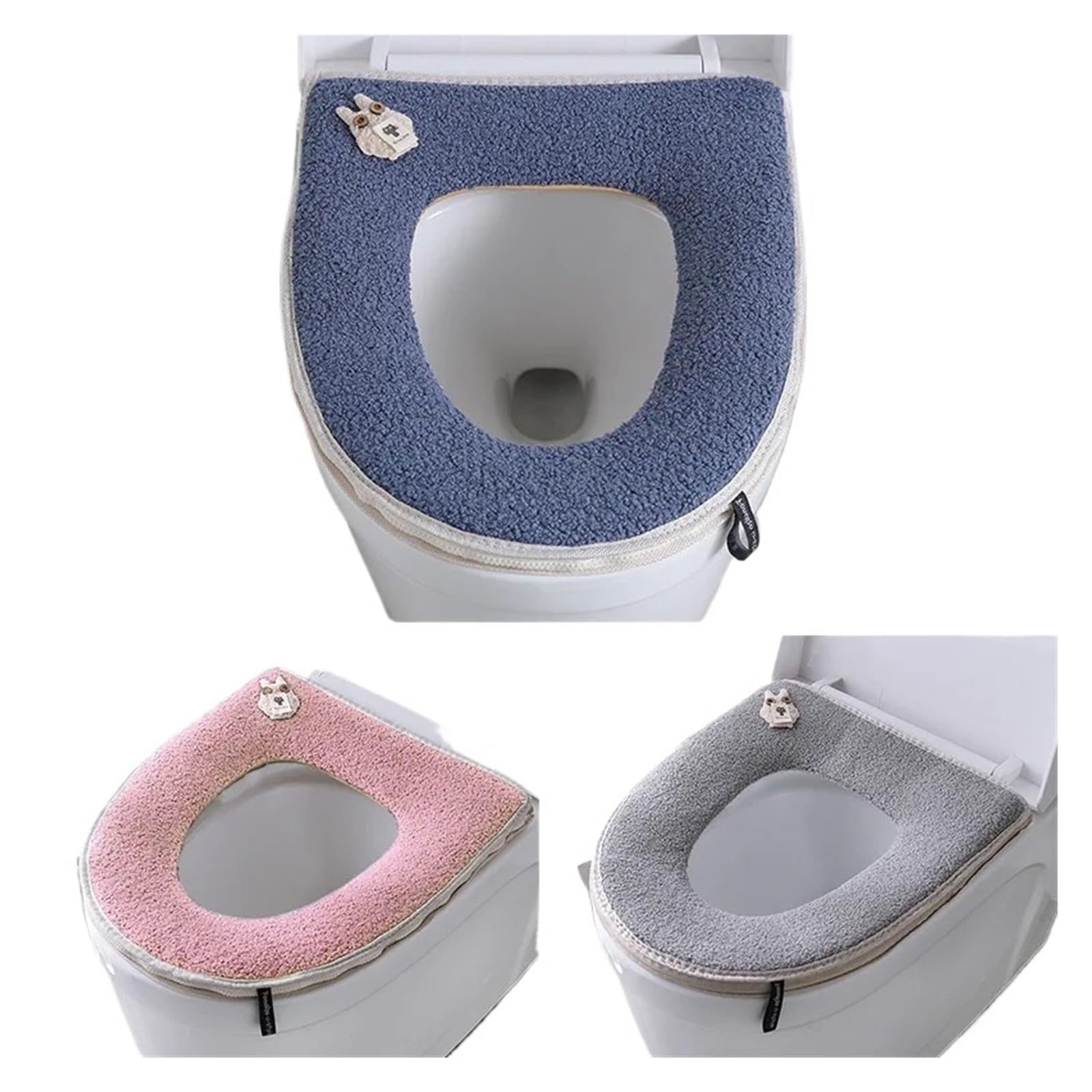 MZSKLW Padded Toilet Seat Toilet Seat Cushion Cute Teddy Velvet Models Cover(Pink)