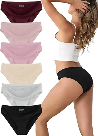 WAYIQE Seamless Underwear for Women - No Show Panties, Soft Breathable Ladies Underwear, 6-Pack