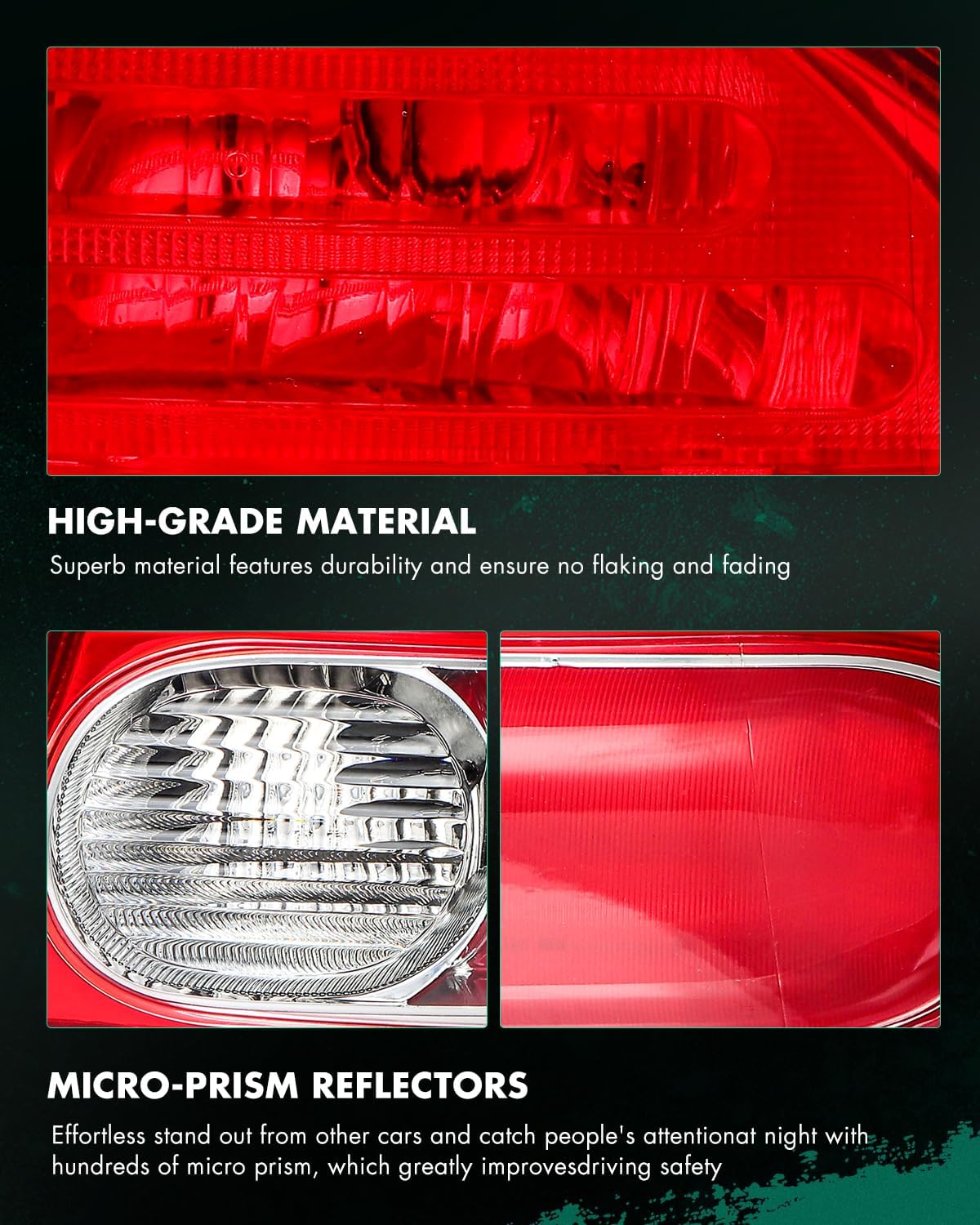 SCITOO Tail Light Assembly Fit 2006-2008 for Honda Civic Sedan Pair Taillamps Chrome Housing Red Lens HO2801165