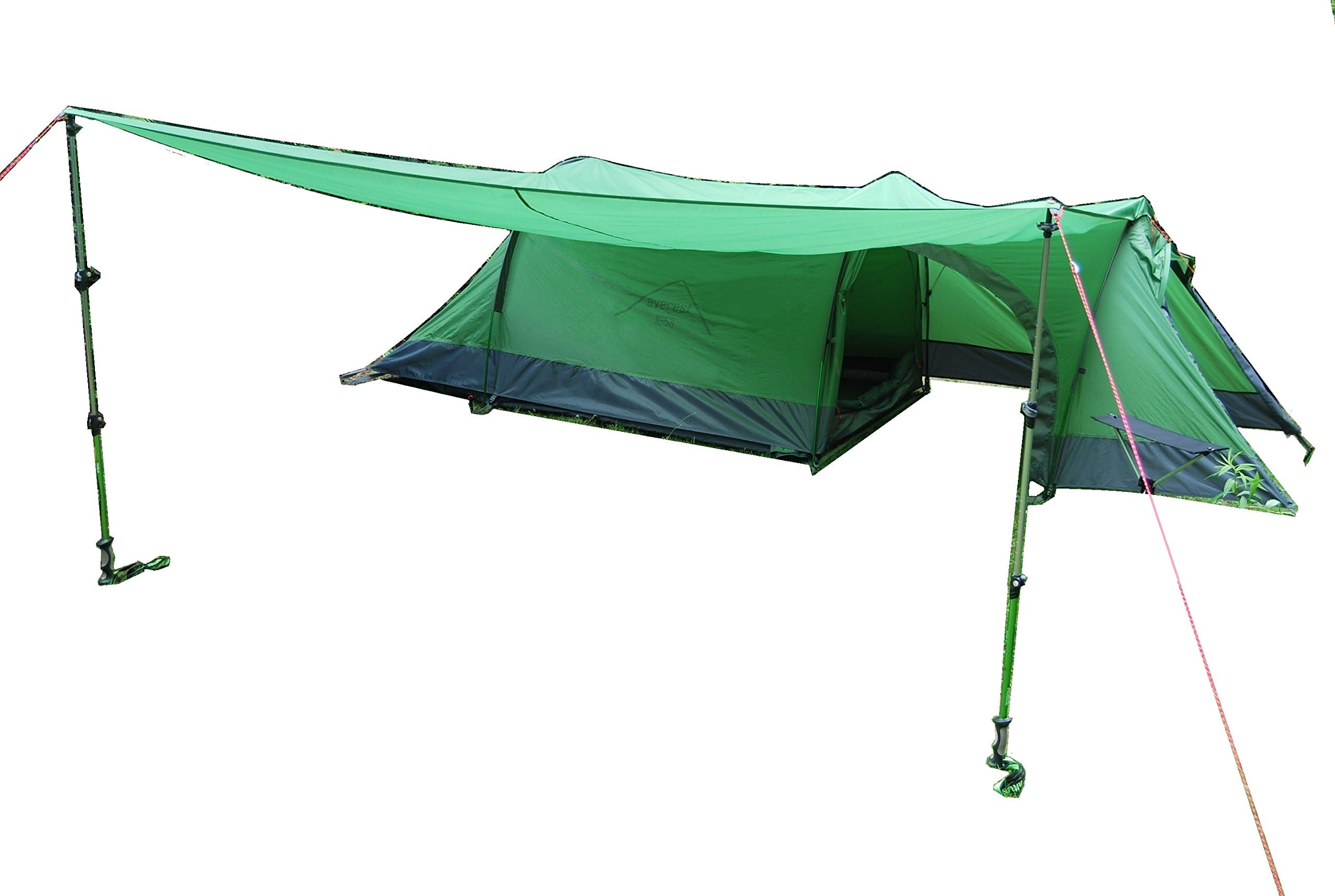 everest1953tunnel tent maipo with tarp/canopy 2.5 Person 10.000 mmm silicone green