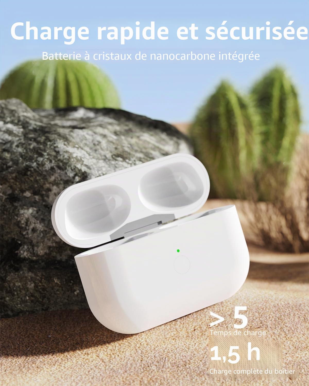 Étui de chargement sans fil compatible AirPods Pro 1ère et 2ème génération, boîtier Bluetooth de rechange avec bouton de synchronisation et charge C