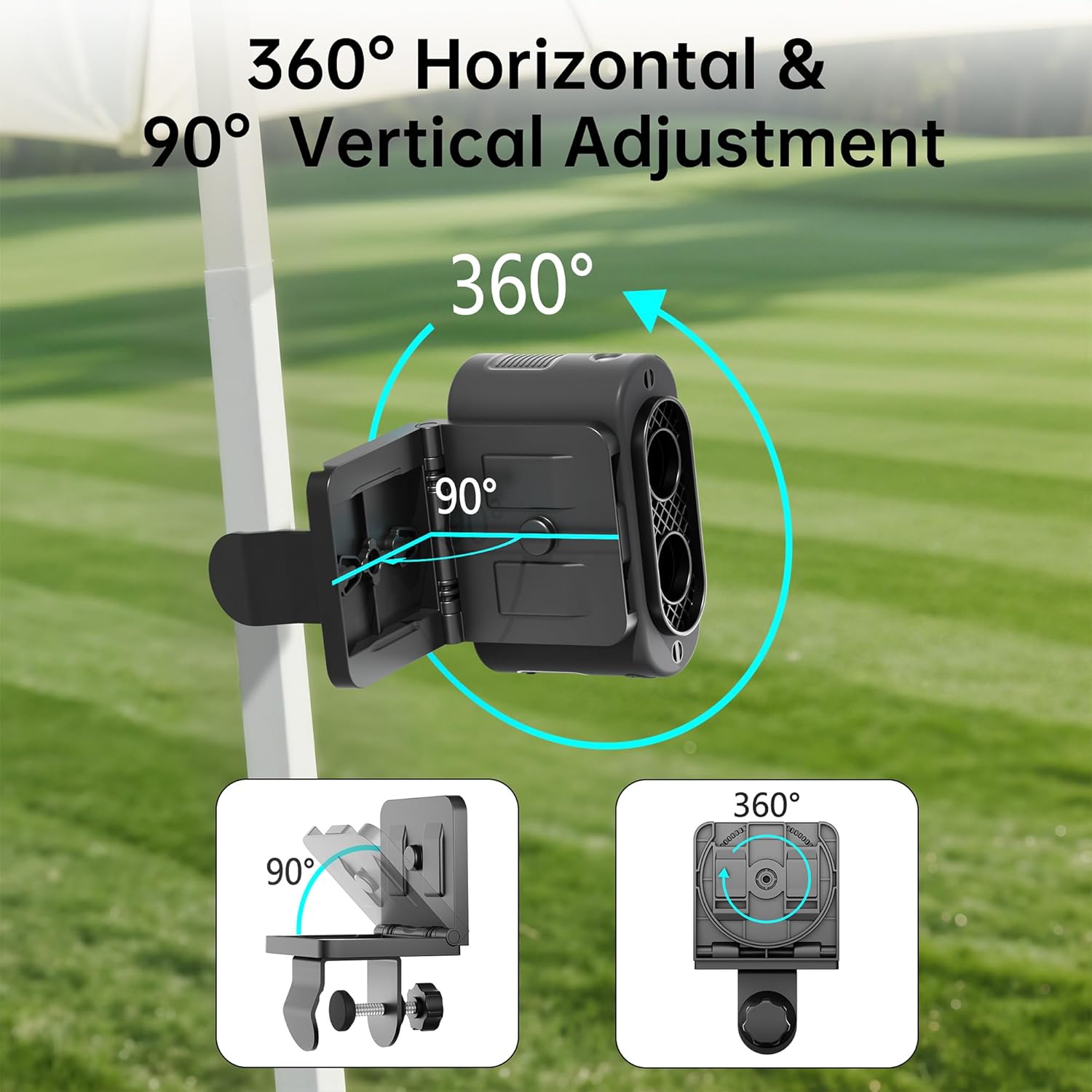 Rechargeable Golf Cart Fan, 14500mAh Battery Powered, 35Hrs Cooling, 5 Powerful Speed & LED Lantern, Dual Head Strong Clip Compatible with EZGO Club Car Yamaha, Golf Cart Push Cart Accessories - Image 4