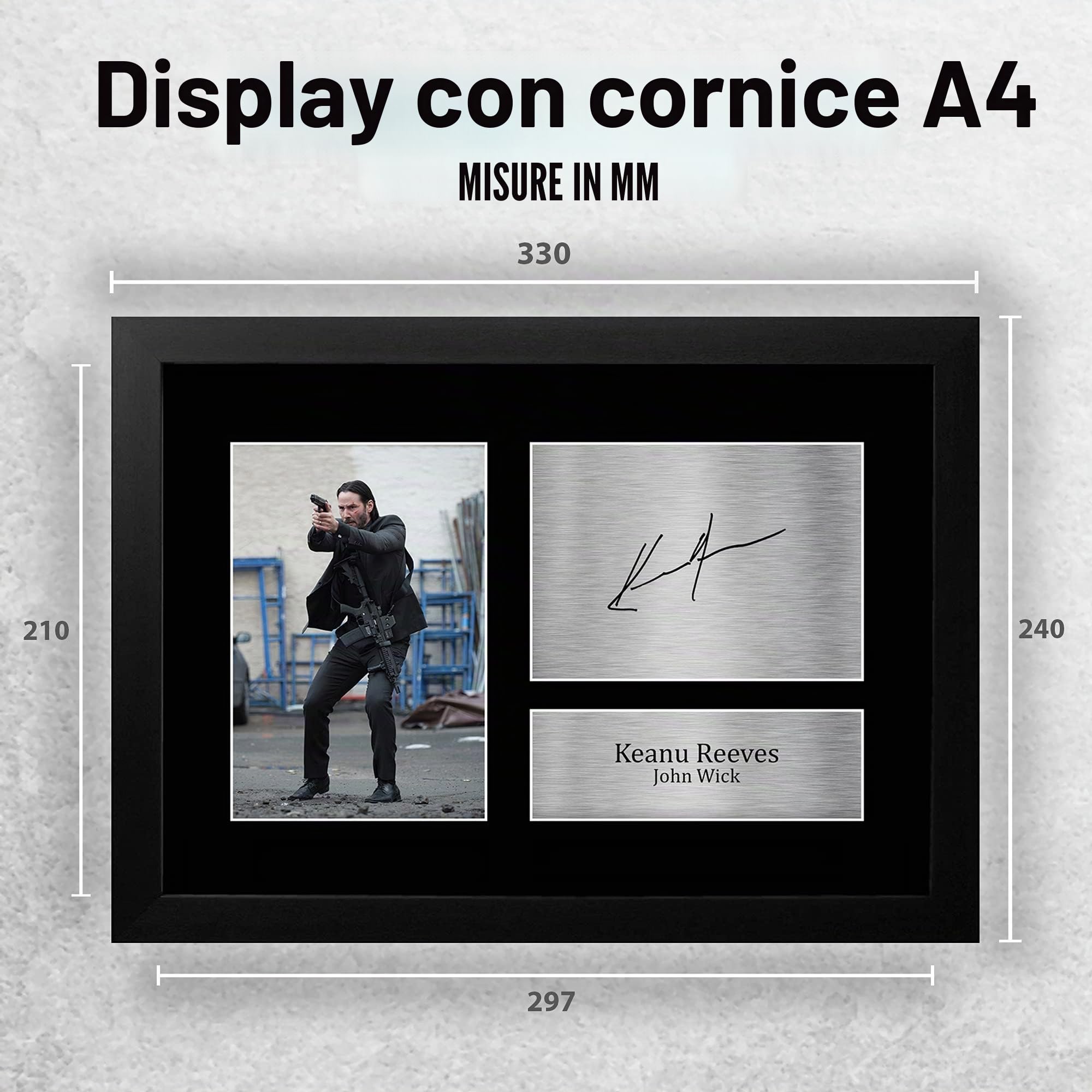 HWC Trading FR Keanu Reeves John Wick, foto autografata stampata A4 con cornice per i fan dei cimeli del cinema