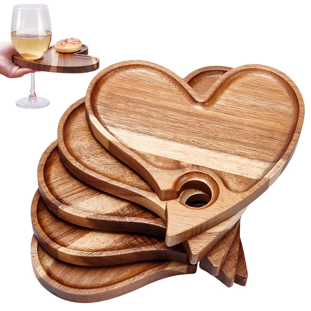 UNICRAFTALE 5 Plateaux Cœur Apéritif Vin Planches Charcuterie Bois Plateau Fromage Cocktail Cadeaux Mariage