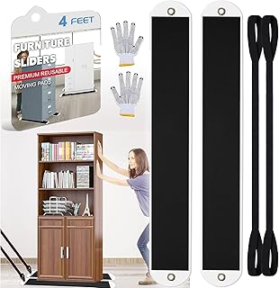 2 Set Large Furniture Sliders with Pull Strap,Appliance Moving Sliders,Heavy Duty Furniture Movers Sliders,Furniture Pull Sliders for Carpet and Hardwood Floors 4 feet