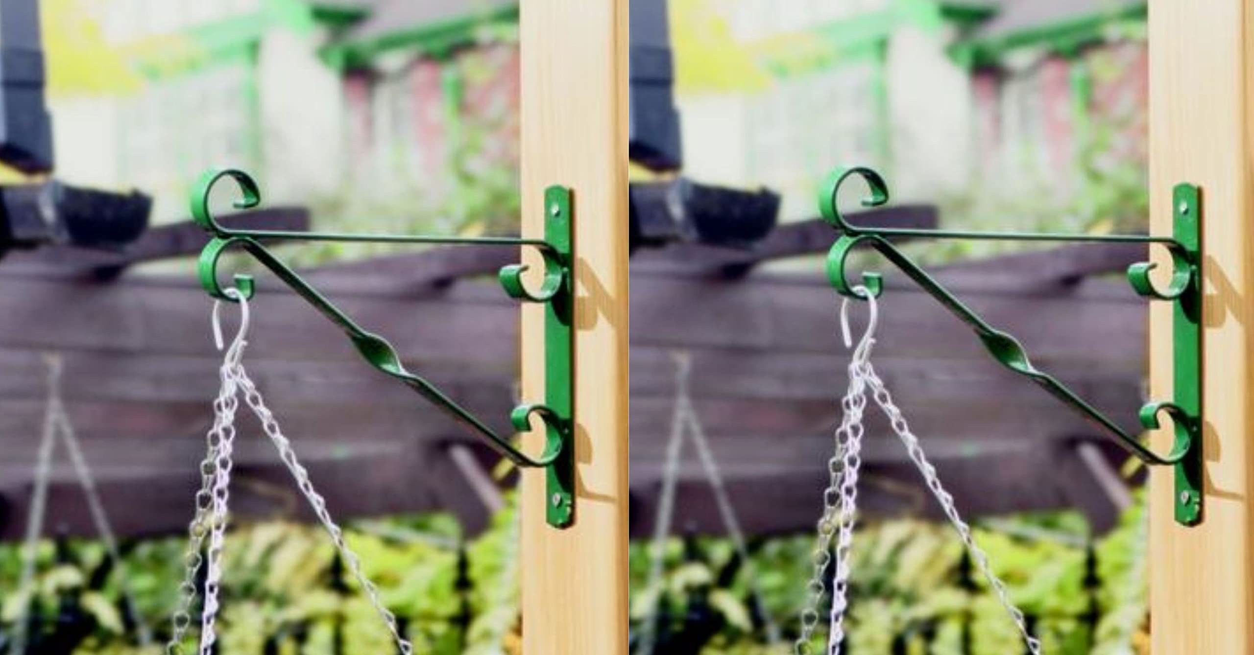 Shop4allsorts Green Set Of 2 Hanging Basket Bracket 10 Inch 25Cm Metal Flower Basket Support Hook
