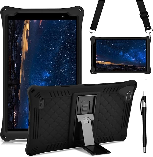 KATUMO Universal 8 inch Silicone Case for TECLAST P85 P80X P80H/VANKYO MatrixPad S8/HAOQIN HaoTab H8 Pro/Samsung Galaxy Tab A 8.0 2019 T290/Haehne 8 with Shoulder Strap Stylus Pen