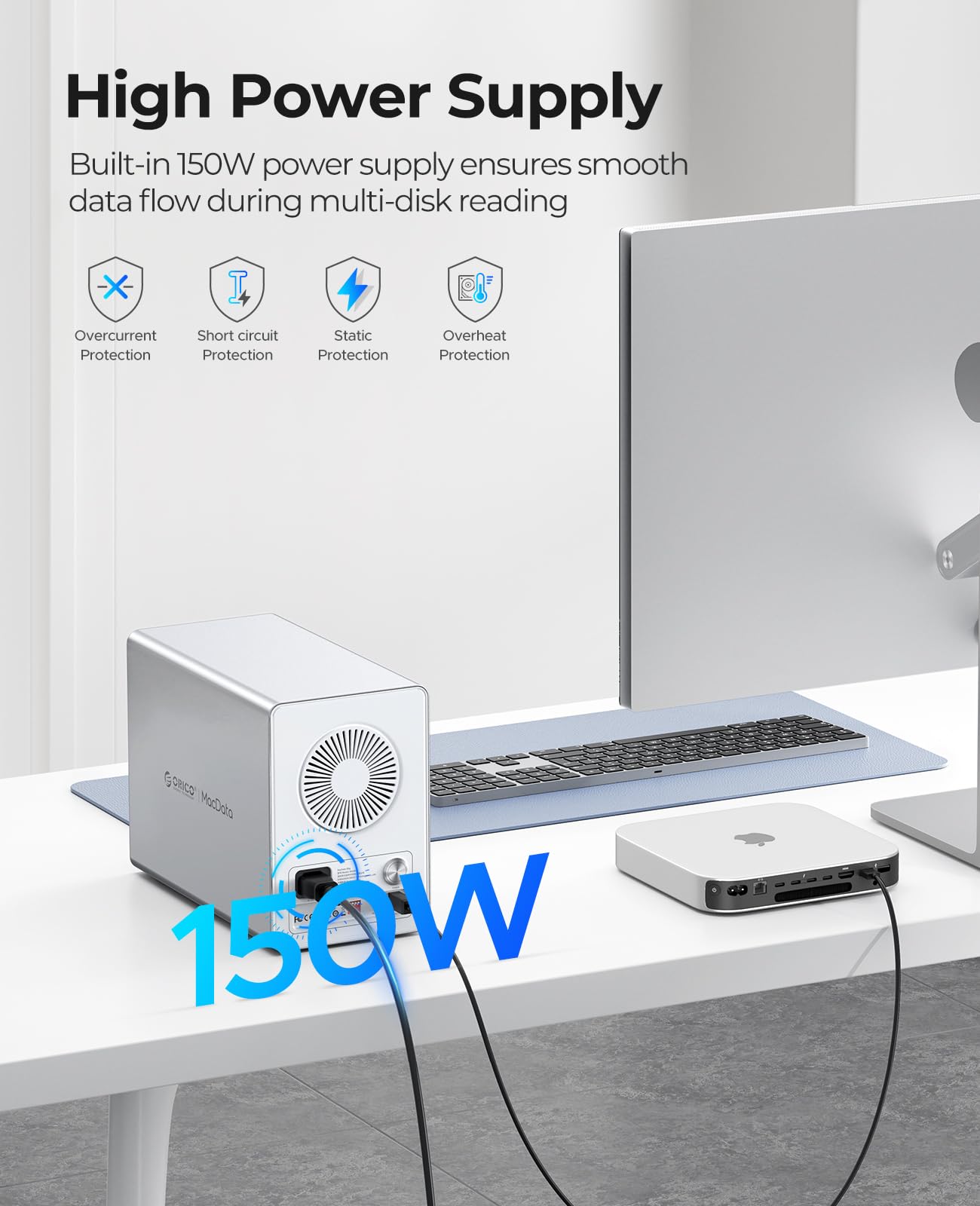 ORICO 5BIG RAID Enclosure per disco rigido SATA HDD/SSD da 2,5/3,5 Pollici fino a 5 x 22TB, Alluminio USB 3.0 Docking Station per Hard Disk, Supporta RAID 0/1/5/10/PM (9958RU3)
