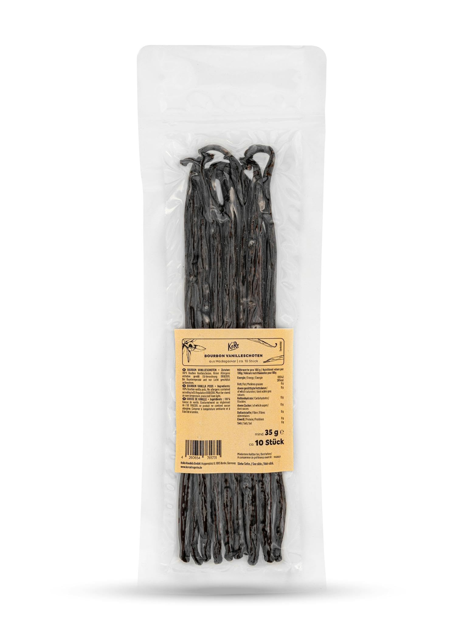 KoRo - Baccelli di vaniglia Bourbon 35 g - dal Madagascar - 100% naturale - dolce e aromatica