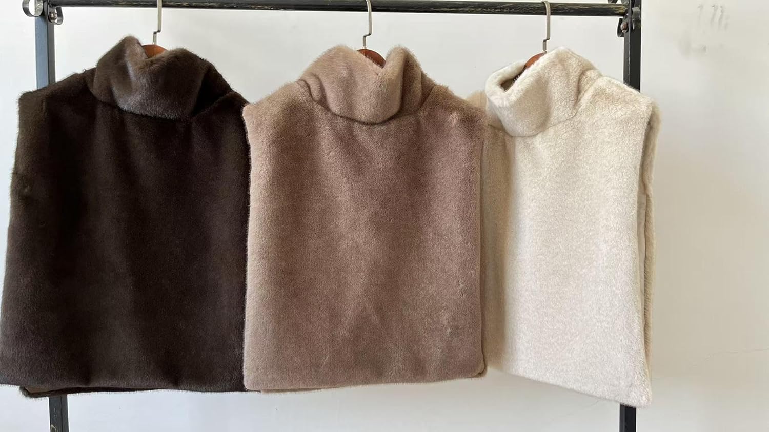 [Ellniges] ポンチョコート 冬用 毛皮コート クファージャケット 家事/アウトドア対応 光沢クファー オフィスカジュアル