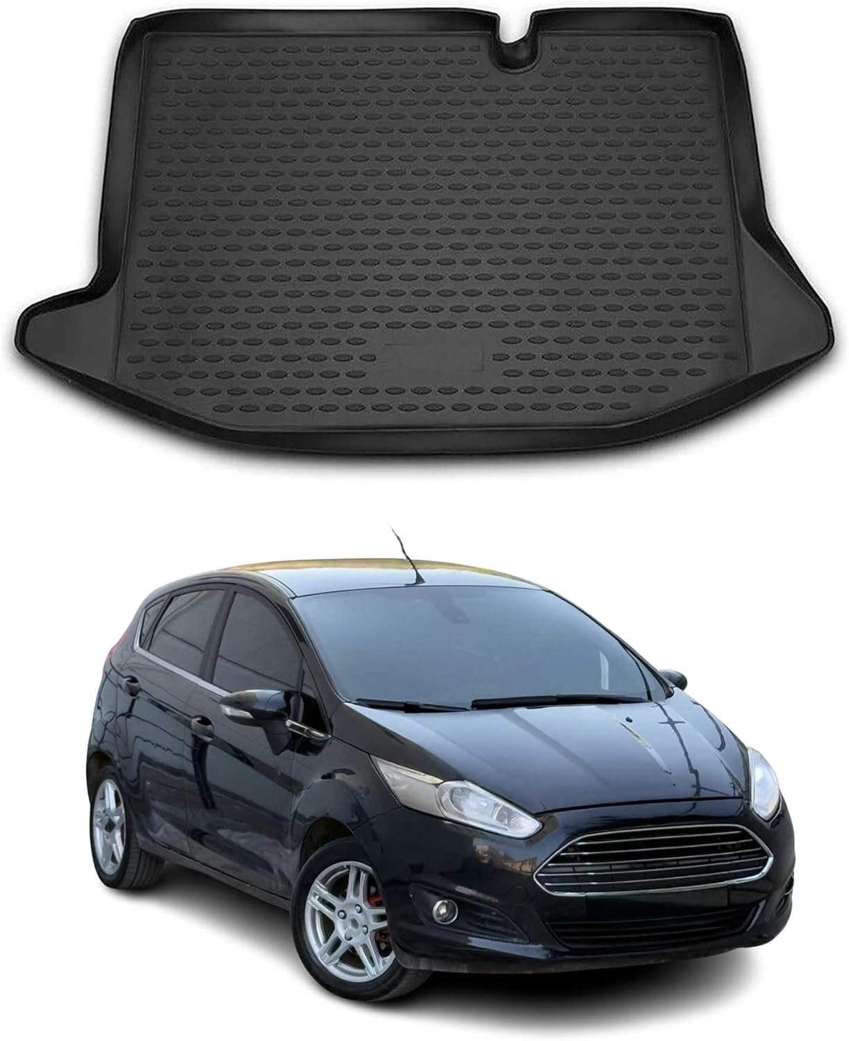 OMAC Cargo Mats Liner for Ford Fiesta 4.gen 2011-2019 5 Door Waterproof TPE Black