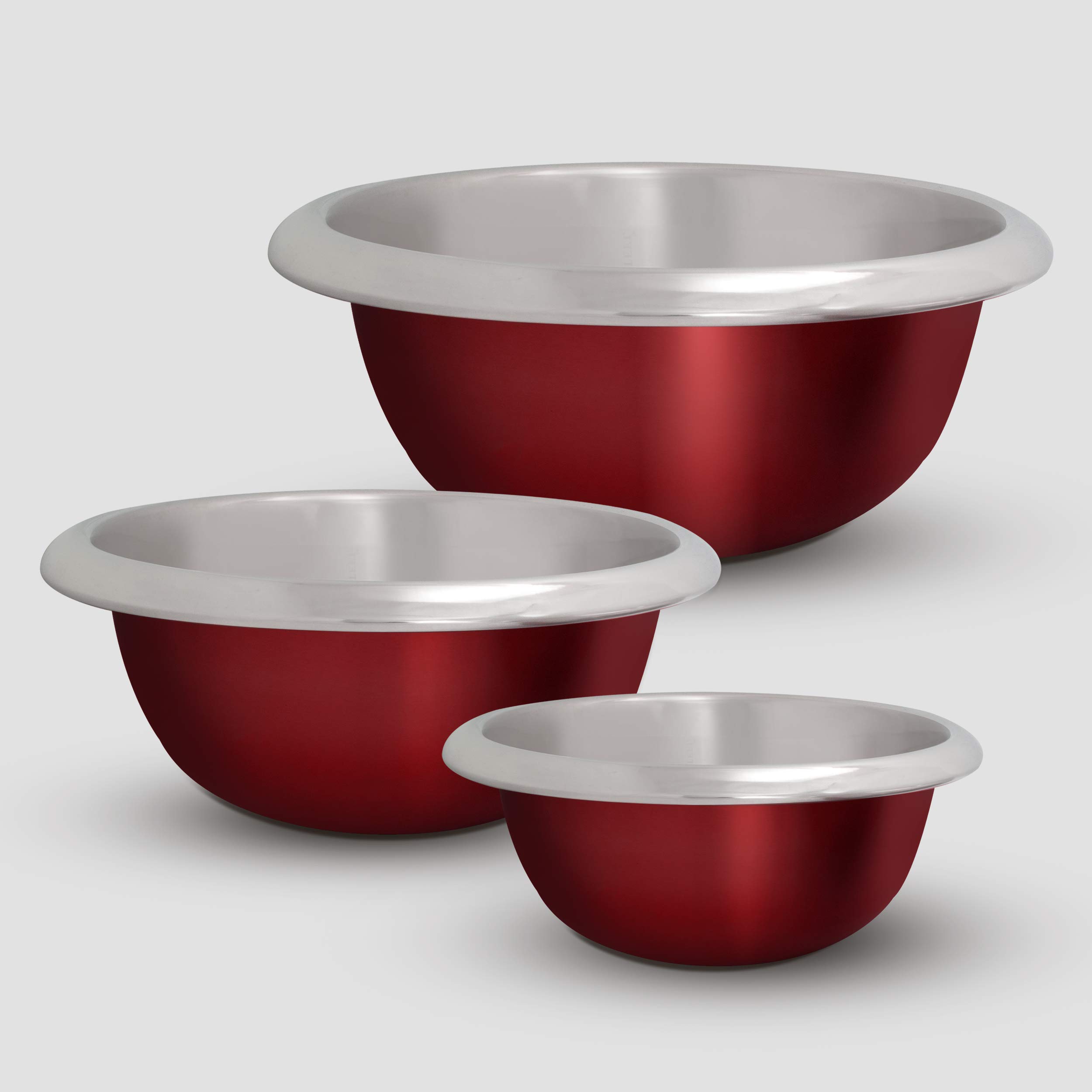 EXCELSTEELProfessional Heavy Duty with Easy Grip Handles, Perfect for Baking Eggs Dough Batters Mixing Bowl, 5.75 Qt, Red