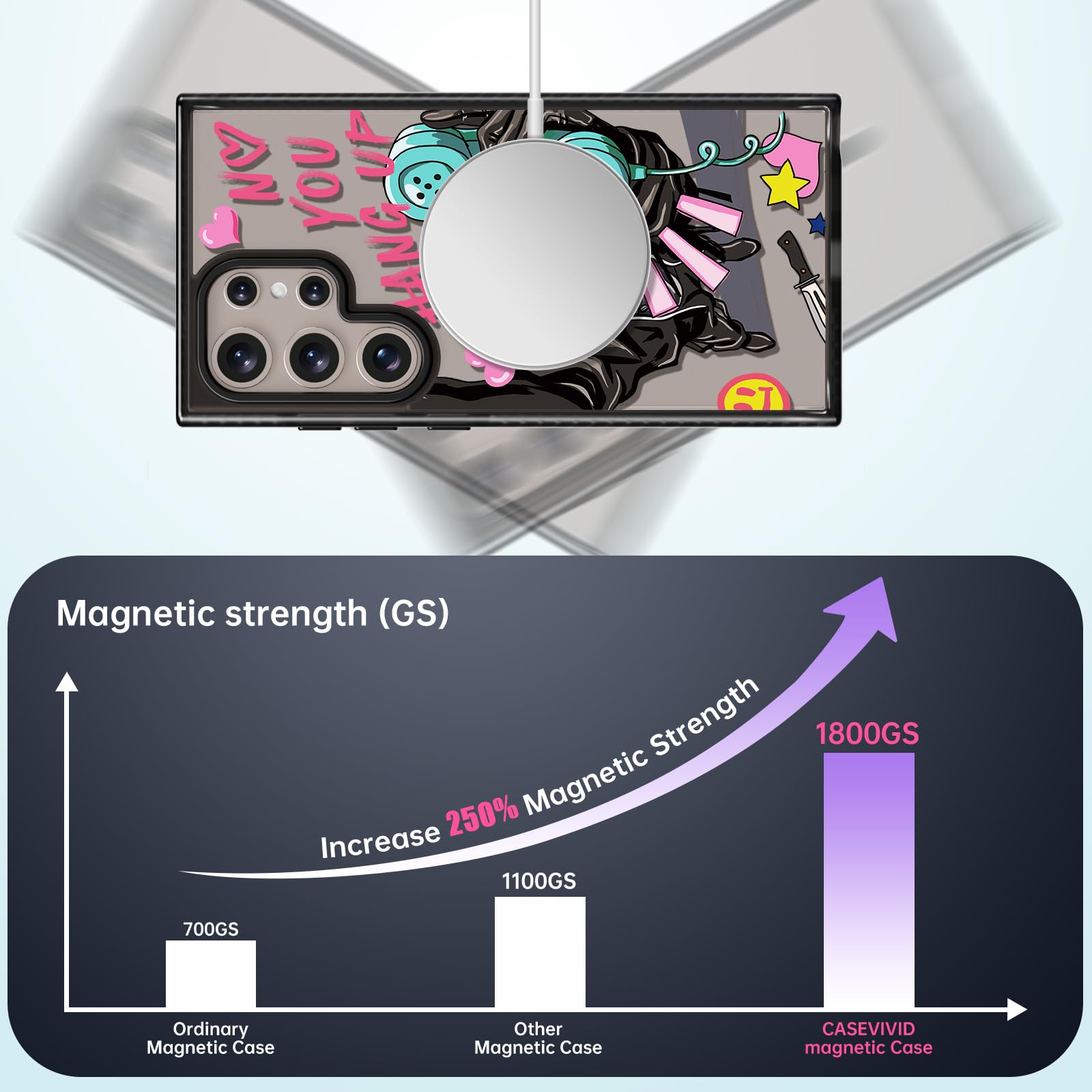 Rosarnnah Funda magnética para Samsung Magsafe bonita estética – duradera y divertida funda para teléfono – Diseño de calavera de esqueleto de grito femenino para mujer y niña de 6.8 pulgadas, color