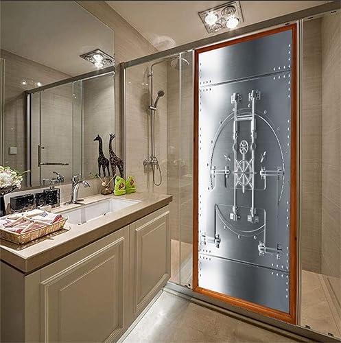 Miniatura 6 de artfanke Adhesivo 3D para puerta, 30.3 x 78.7 pulgadas, murales de pared autoadhesivos, papel tapiz para puerta de bóveda de banco, calcomanía para