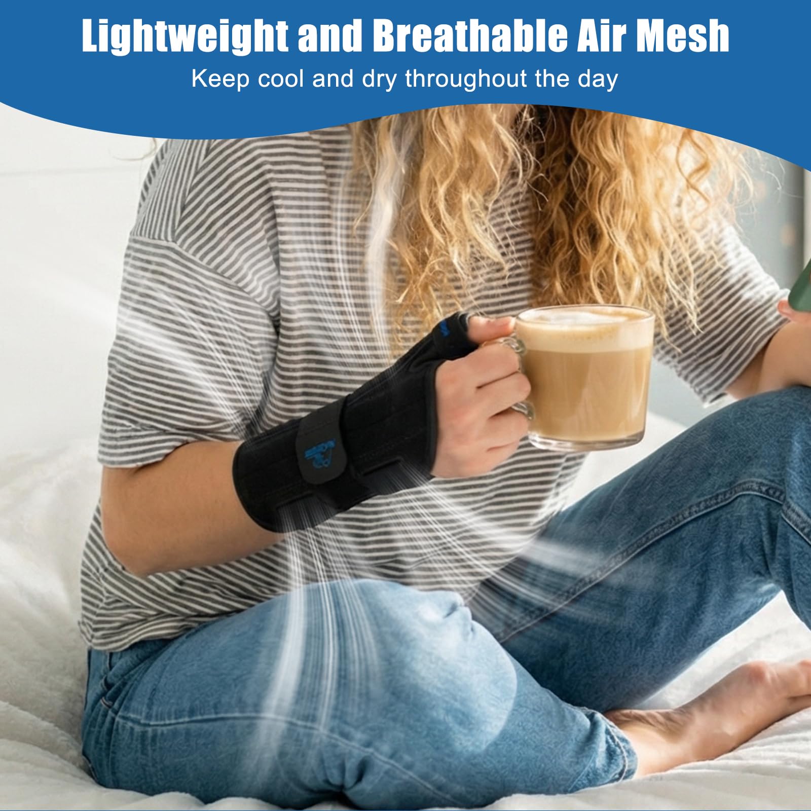 NuCamper Carpal Tunnel Wrist Brace with Thumb Support, Thumb Brace Spica Splint for Tendonitis, De Quervains Tenosynovitis, Trigger Thumb Splint Wrist Support for Men Women - 5